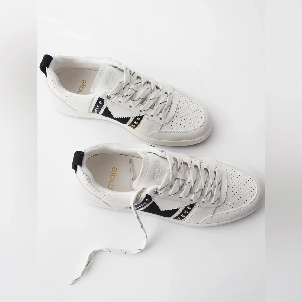 Maje White Sneakers with Black Star Accent